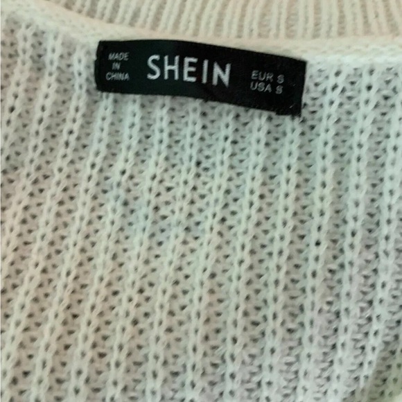 SHEIN Knit Sweater Striped Arms Size S 8 / 10 V-Neck Preppy Jumper - Picture 6 of 6